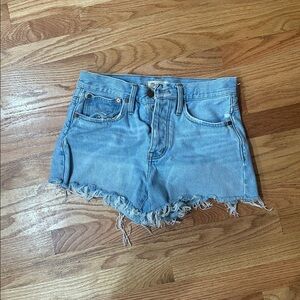 Madewell Light Blue Frayed Jean Shorts